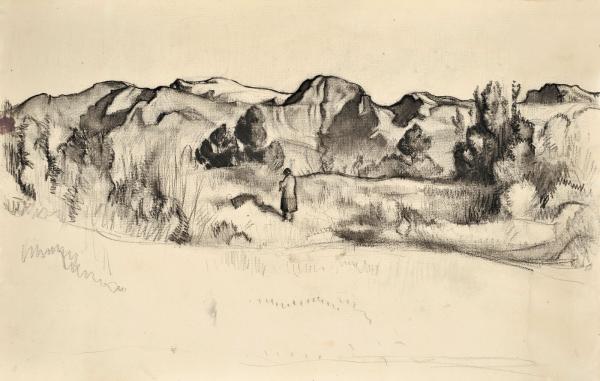 Edouard Vallet
Montagna, Vercorin II, 1921 circa
carboncino, sfumino e inchiostro di China su carta
30.8 x 48.7 cm
Musée d’art du Valais, Sion
©Jacques Dominique Rouiller, 2011
