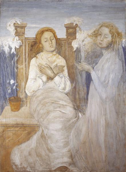 Augusto Sartori, Annunciazione, [1905 - 1915], tempera su tela, 153.2 x 113 cm, Museo Civico Villa dei Cedri, Bellinzona, donazione Alfa Sartori 1996 