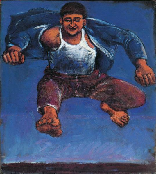 Sprung (Il salto), 1959, Tecnica mista su pavatex, 110 cm x 100 cm © Fondazione Comensoli