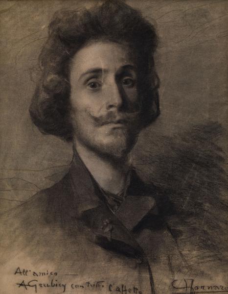 Carlo Fornara (Prestinone 1871-1968)
Autoritratto, [1901], carboncino e matite dure su carta, 
53 x 44 cm<br />
© Collezione Poscio, Domodossola (VB)