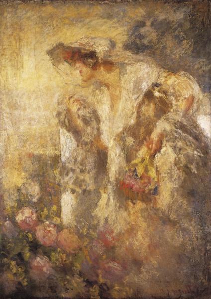 Adolfo Feragutti Visconti, La signora delle ortensie, 1920-1921, olio su tela, Museo Civico Villa dei Cedri, Bellinzona, donazione Eredi Clemente Molo 2000 
