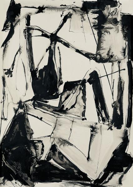 Ubaldo Monico (Dongio 1912-1983)
[Composizione astratta], 1969, china su carta
72 x 51.5 cm, donazione Eredi Ubaldo Monico 1997 © Museo Civico Villa dei Cedri, Bellinzona
