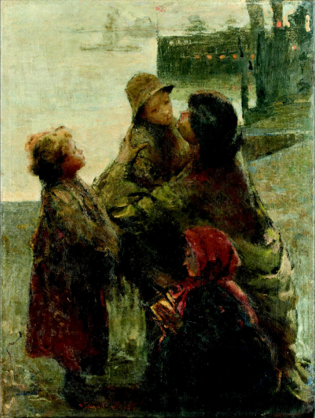 Adolfo Feragutti Visconti, Ricordati della mamma, 1896-1904, olio su tela, 154 x 116 cm, Milano, Fondazione Cariplo