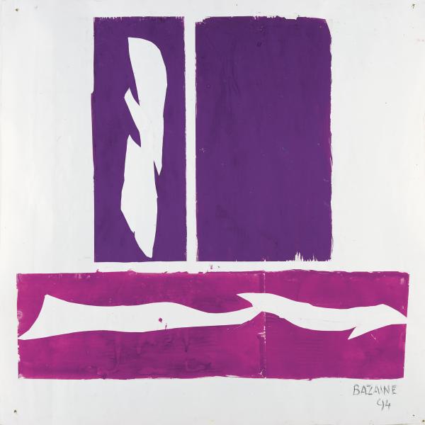 Jean Bazaine (Paris 1904 - Clamart 2001), Hommage à Poussin, 1994, papiers découpés su carta, 109 x 109 cm, Courtesy Galerie Louis Carré & Cie, Parigi