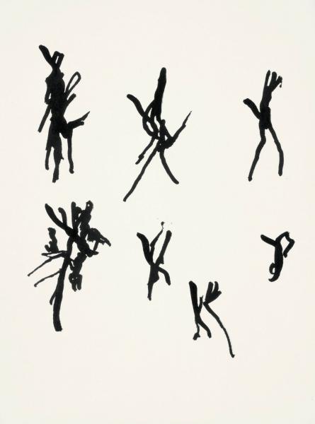 Henri Michaux (Namur, Belgio 1899 - Parigi 1984), Mouvement, [1952], inchiostro di china su carta, 31.5 x 24 cm, Courtesy Galery Lelong, Parigi