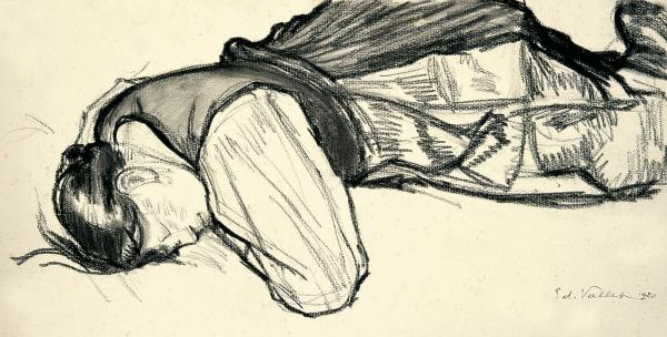 Edouard Vallet
Donna dormiente, 1920
carboncino e sfumino su carta
22 x 43.7 cm
Musée d’art du Valais, Sion
©Jacques Dominique Rouiller, 2011