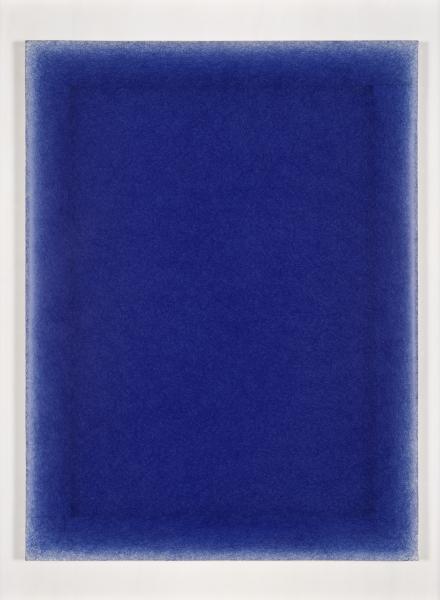 Irma Blank (Celle (D), 1934), Ur-schrift ovvero Avant-testo, 23-4-02, 2002, •	Kugelschreiber auf Polyester auf Holzrahmen, 70.5 x 53 cm, Photo credit Carlo Favero, Courtesy the artist and P420, Bologna