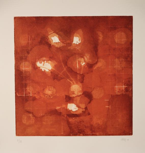 Francine Mury (Montreux, *1947, Aurum 2, 2018, acquatinta, 38 x 38 cm. Courtesy the artist