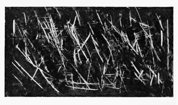 Massimo Cavalli (Locarno 1930), Senza titolo, 1983, collograph, 350 x 650 mm, Museo Civico Villa dei Cedri, Bellinzona, donazione dell’artista 2012. © Museo Civico Villa dei Cedri, Bellinzona