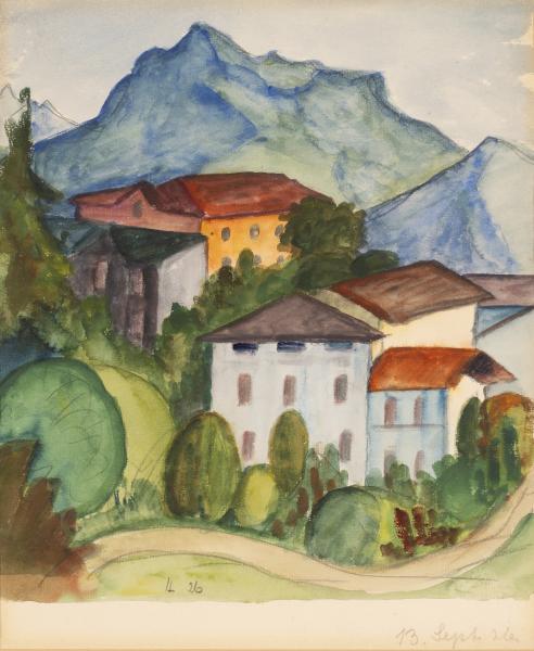 Hermann Hesse (Calw 1877 - Montagnola 1962) / 
Veduta di Certenago 1926 /
acquerello su carta, 25 x 23.5 cm /
Collezione privata /
© Foto Arno Carpi 