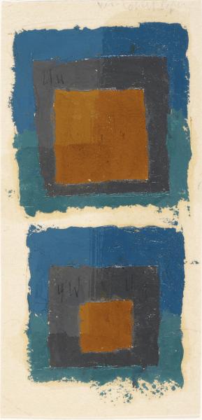 Josef Albers, Two color studies for Homage to the Square, s.d., olio e matita su carta assorbente, 17.6 x 8.6 cm, The Josef and Anni Albers Foundation, 1976.2.318, © 2019 The Josef and Anni Albers Foundation/Artists Rights Society (ARS), New York/ProLitteris, Zurich, foto: Tim Nighswander/Imaging4Art
