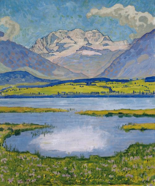 Eduard Boss (Muri, 1873 - Berne, 1958), Blümlisalp, 1909, huile sur toile, 64.5 x 53.8 cm, Museo Villa dei Cedri, Bellinzone, Dépôt de la Confédération Suisse,
Office fédéral de la culture, Berne, 1998 © Museo Villa dei Cedri, Bellinzone

