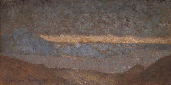Vittore Grubicy De Dragon, Neve imminente, 1897-1915, olio su tela, 35.9 x 65.8 cm, Museo Civico Villa dei Cedri, Bellinzona, collezione privata, donazione 1996 
